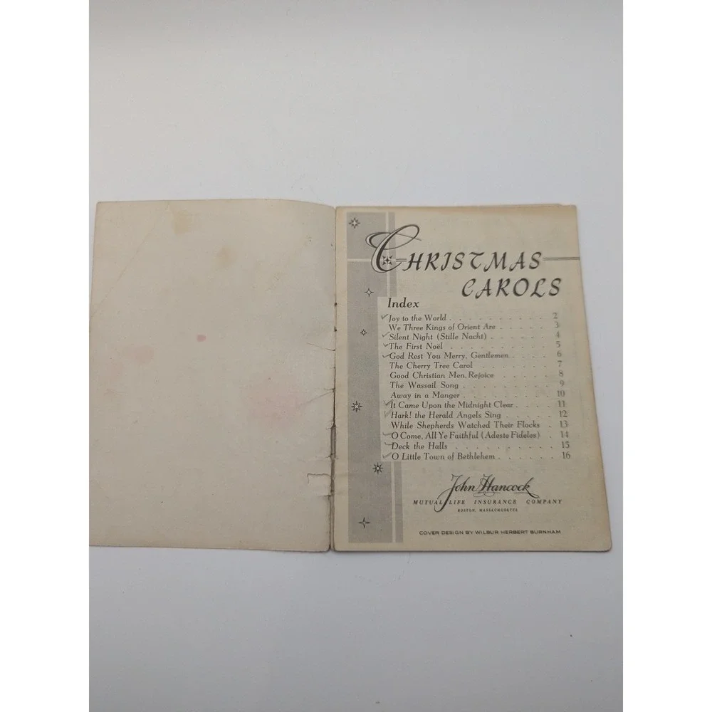 Vintage 1957 Christmas Carols Songbook John Hancock Mutual Life‎ Insurance Co